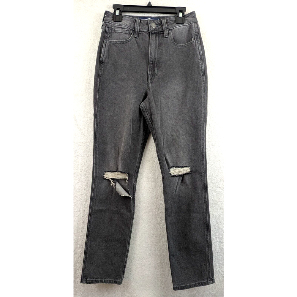 Hollister sz 0 or 24/27 Jeans Ultra High Rise Mom denim faded black stretch 3620